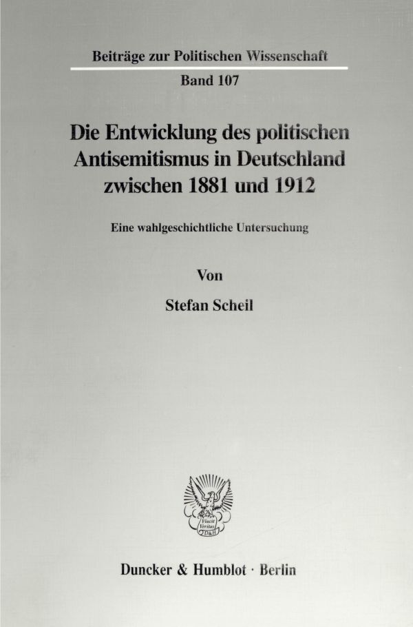 Cover: 9783428094837 | Die Entwicklung des politischen Antisemitismus in Deutschland...