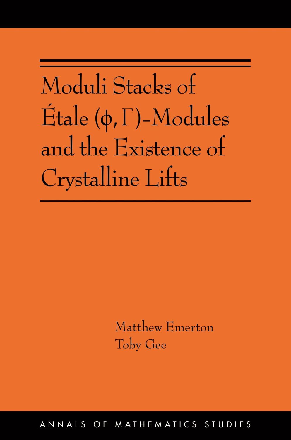 Cover: 9780691241357 | Moduli Stacks of Étale (ϕ, Γ)-Modules and the Existence...