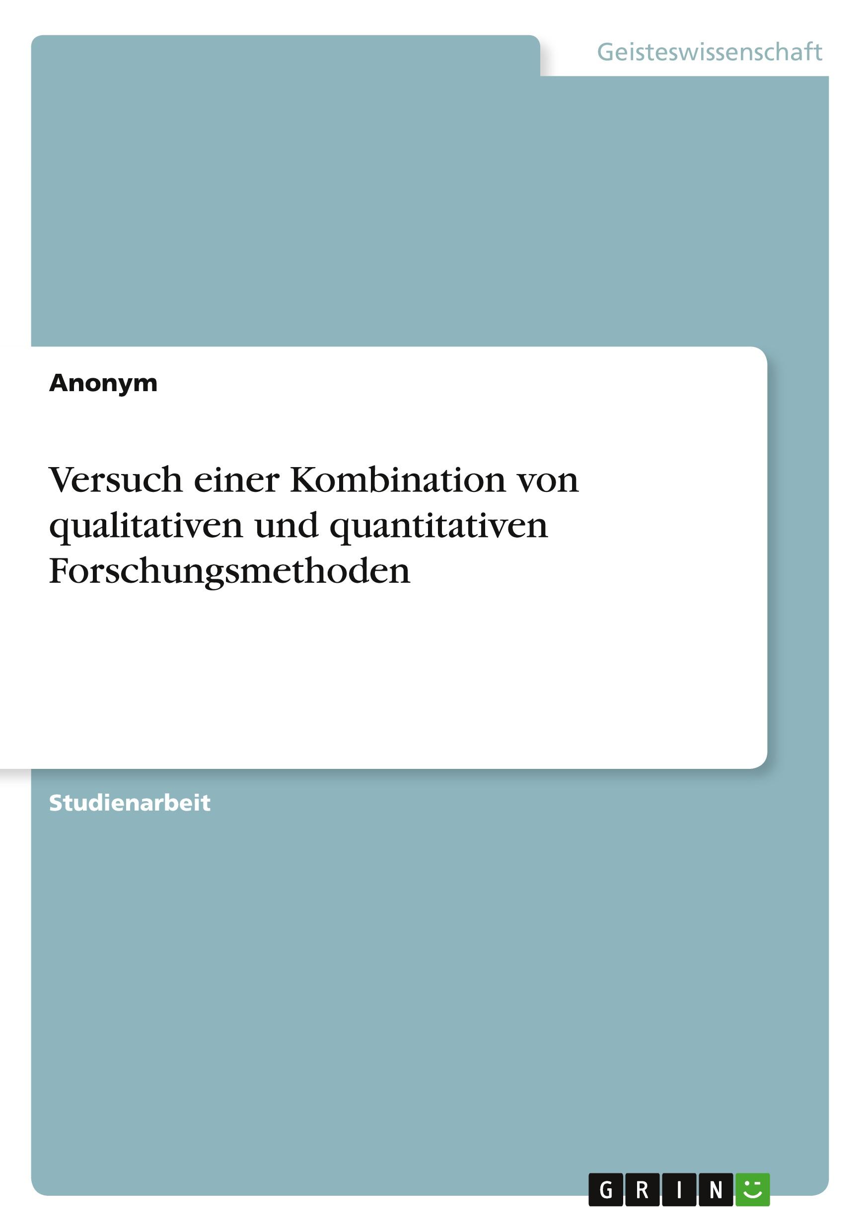 Cover: 9783346819086 | Versuch einer Kombination von qualitativen und quantitativen...