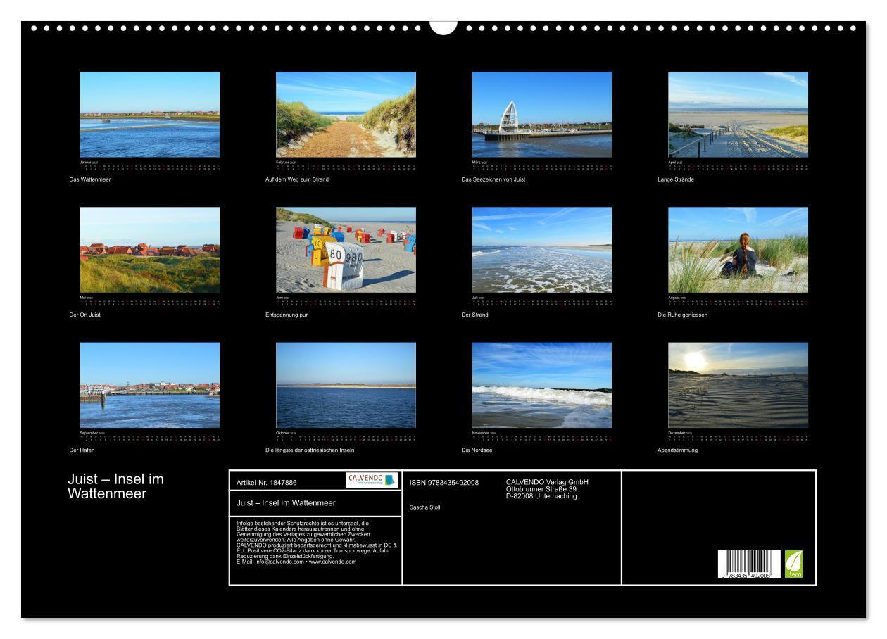 Bild: 9783435492008 | Juist ¿ Insel im Wattenmeer (Wandkalender 2025 DIN A2 quer),...