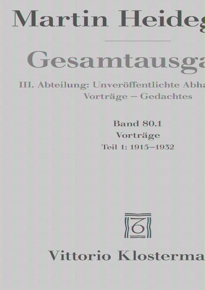Cover: 9783465038290 | Gesamtausgabe. 4 Abteilungen / Vorträge 01 | Teil 1: 1915 bis 1932