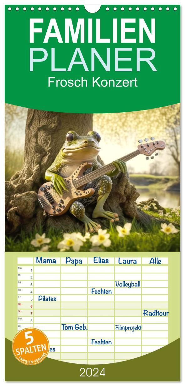 Cover: 9783383658464 | Familienplaner 2024 - Frosch Konzert mit 5 Spalten (Wandkalender,...