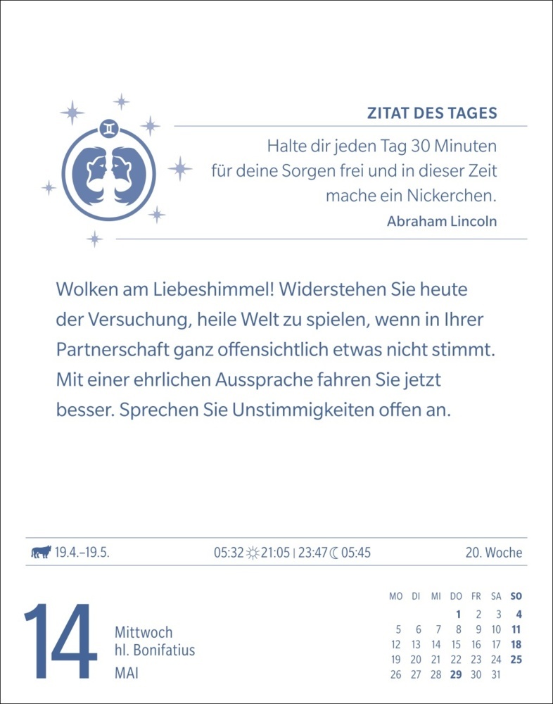 Bild: 9783840033698 | Zwillinge Sternzeichenkalender 2025 - Tagesabreißkalender - Ihr...