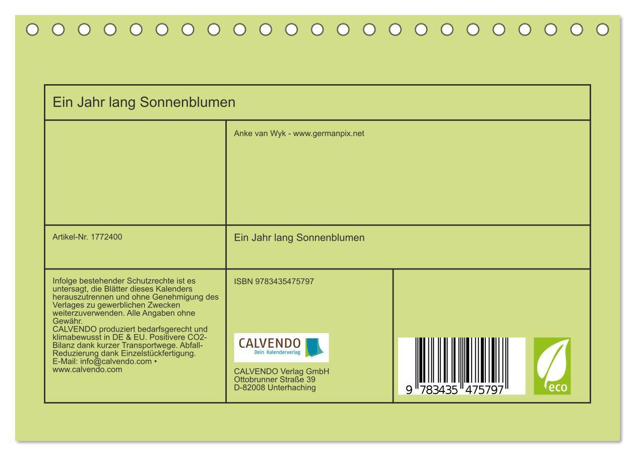 Bild: 9783435475797 | Ein Jahr lang Sonnenblumen (Tischkalender 2025 DIN A5 quer),...