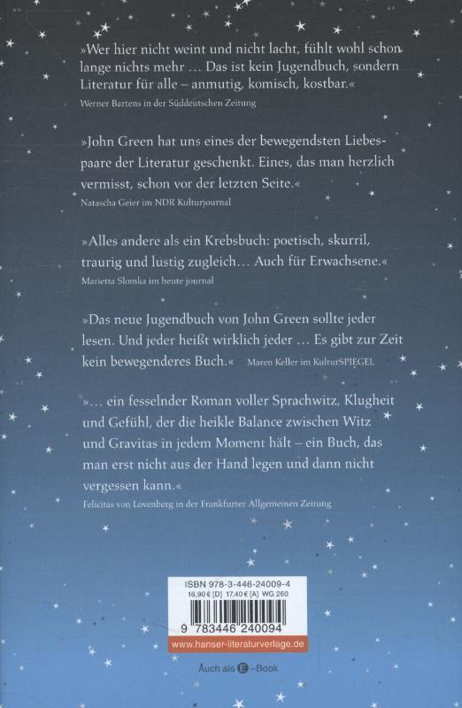 Rückseite: 9783446240094 | Das Schicksal ist ein mieser Verräter | John Green | Buch | 287 S.