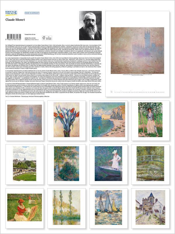 Bild: 9783731875734 | Claude Monet 2025 | Verlag Korsch | Kalender | Spiralbindung | 14 S.