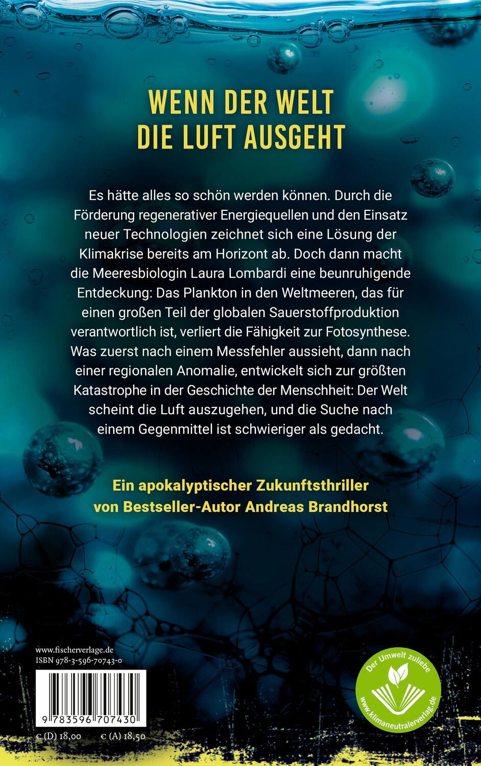 Rückseite: 9783596707430 | Oxygen | Welt ohne Sauerstoff. Klimathriller | Andreas Brandhorst