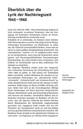 Bild: 9783129230138 | Klett Lektürehilfen Lyrik der Nachkriegszeit 1945 - 1960 | Taschenbuch