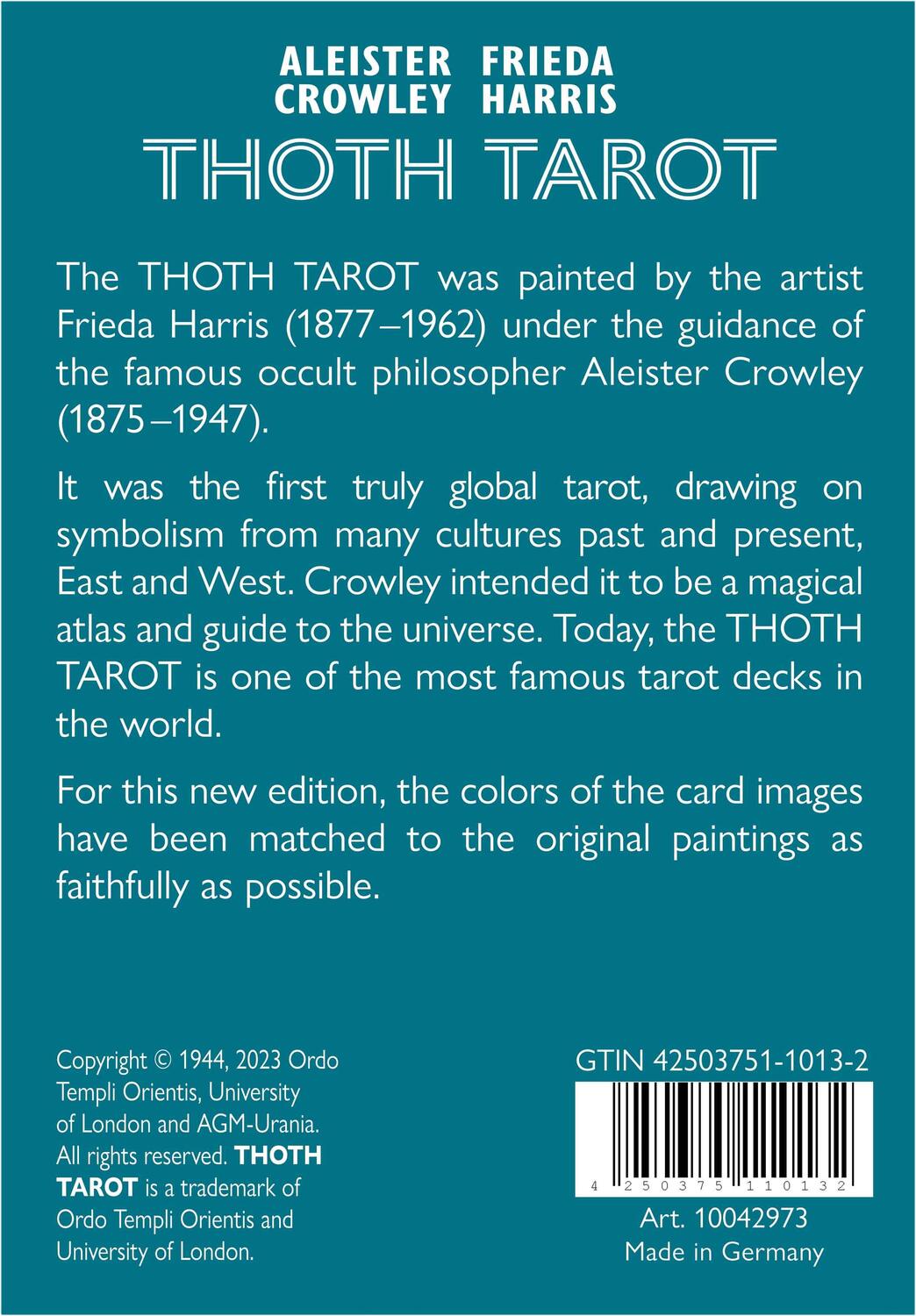 Rückseite: 4250375110118 | Aleister Crowley Thoth Tarot (Standard Edition, English, GB) | Buch