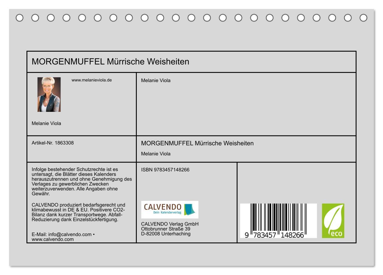 Bild: 9783457148266 | MORGENMUFFEL Mürrische Weisheiten (Tischkalender 2025 DIN A5 quer),...