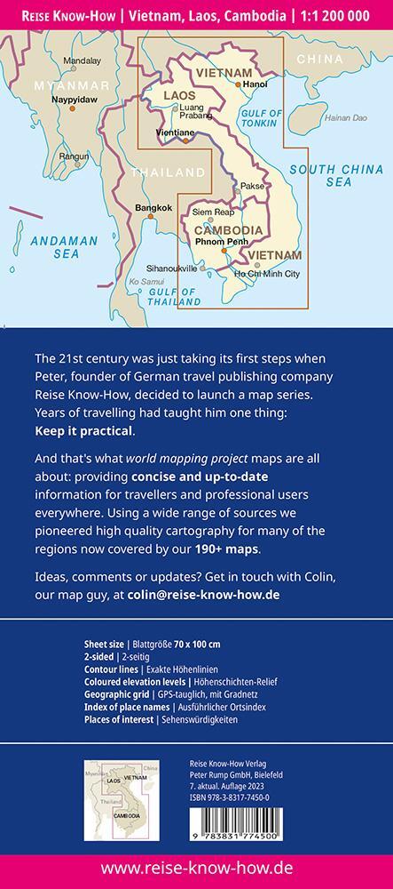 Rückseite: 9783831774500 | Reise Know-How Landkarte Vietnam, Laos, Kambodscha (1:1.200.000)