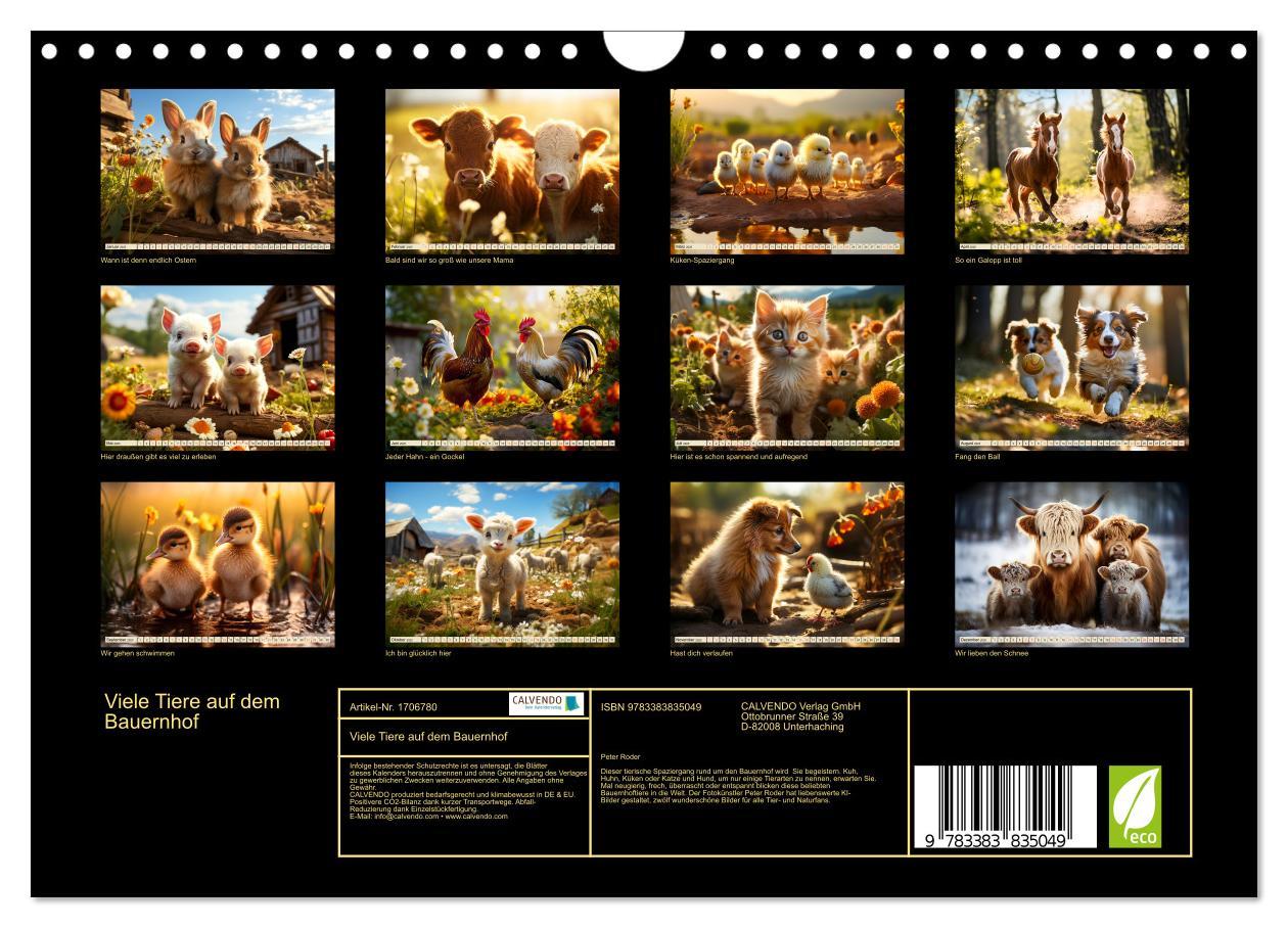 Bild: 9783383835049 | Viele Tiere auf dem Bauernhof (Wandkalender 2025 DIN A4 quer),...