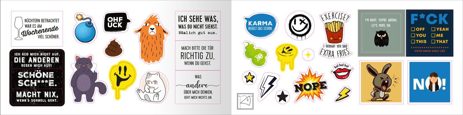 Bild: 4014489136521 | Böse Sprüche Stickerheft: Stickern. Lächeln. Vollpfosten denken!