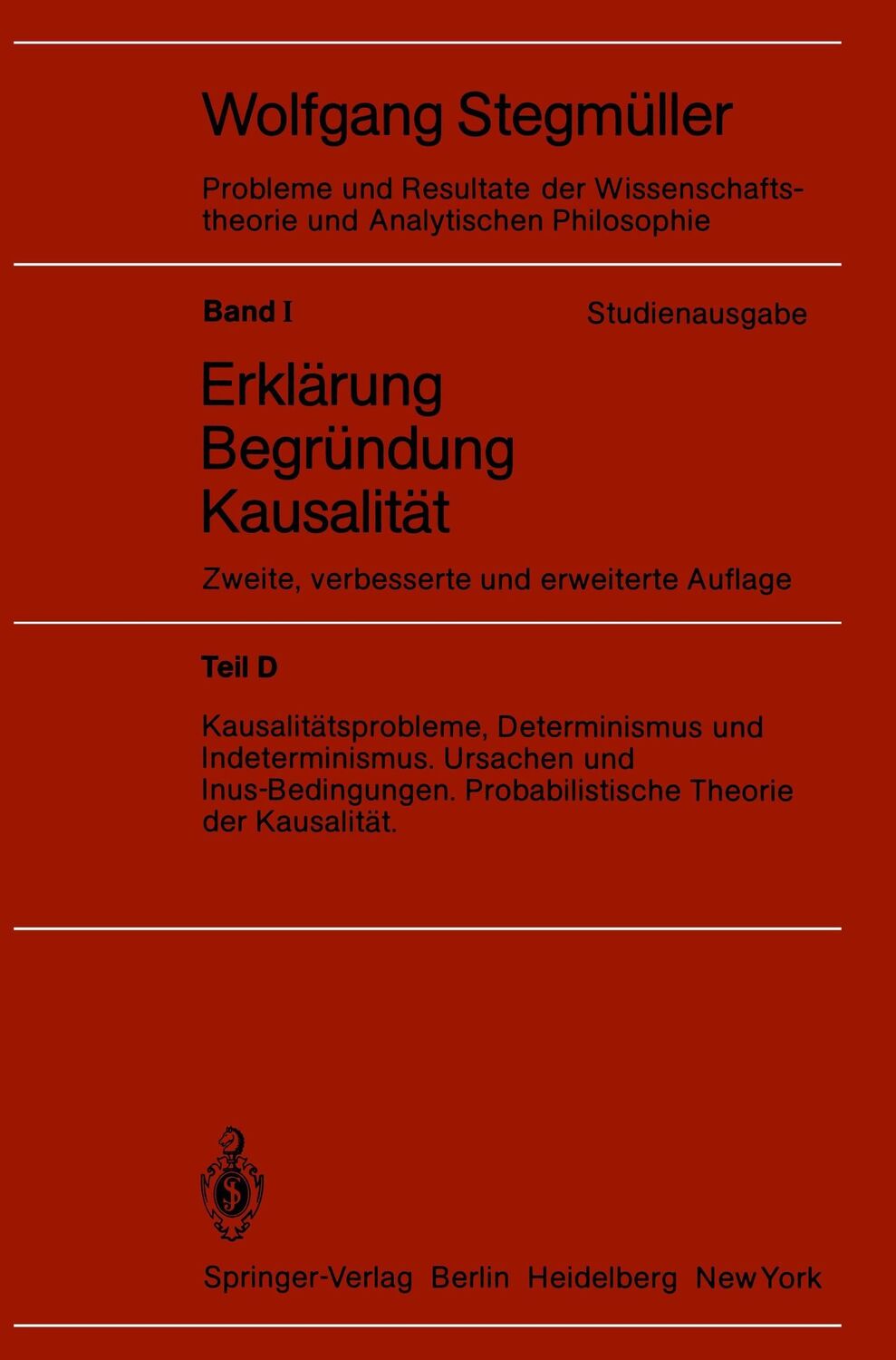 Cover: 9783540118091 | Kausalitätsprobleme, Determinismus und Indeterminismus Ursachen und...