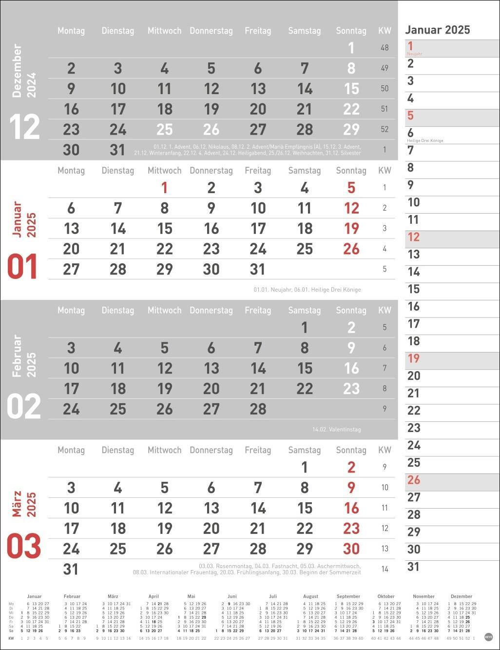 Cover: 9783756406623 | 4-Monats-Planer, rot 2025 | Heye | Kalender | Bürokalender Heye | 2025