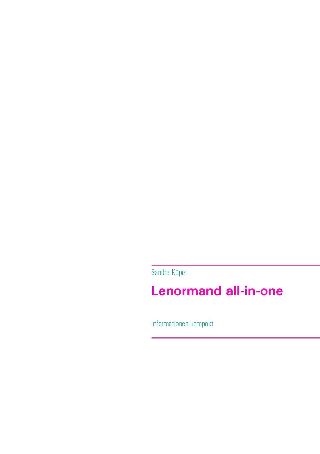 Cover: 9783738605280 | Lenormand all-in-one | Informationen kompakt | Sandra Küper | Buch