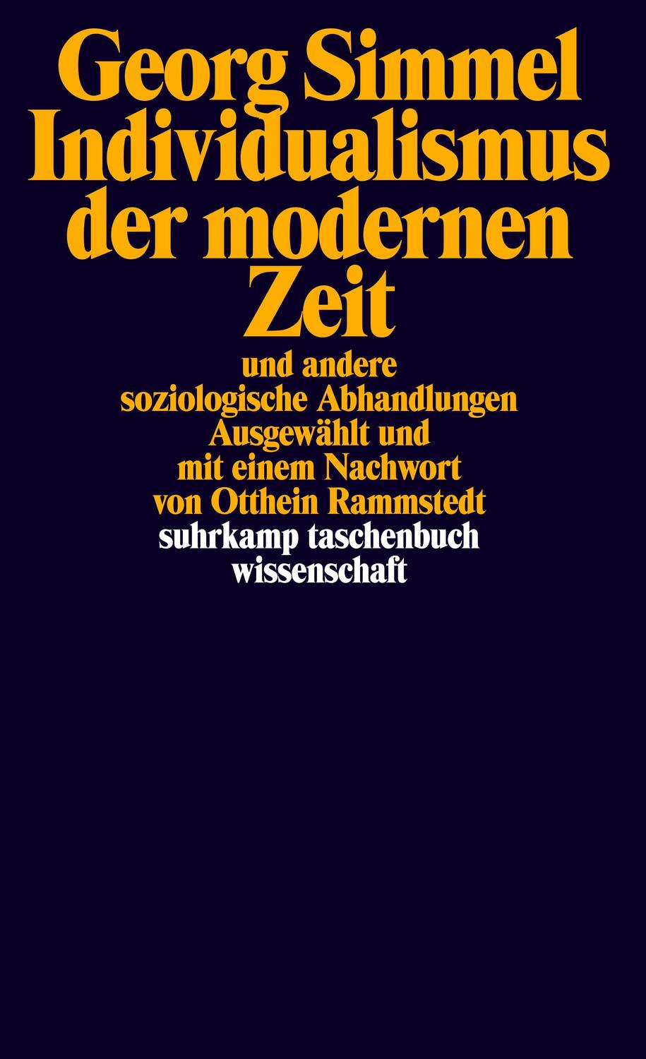 Cover: 9783518294734 | Individualismus der modernen Zeit | Georg Simmel | Taschenbuch | 2008