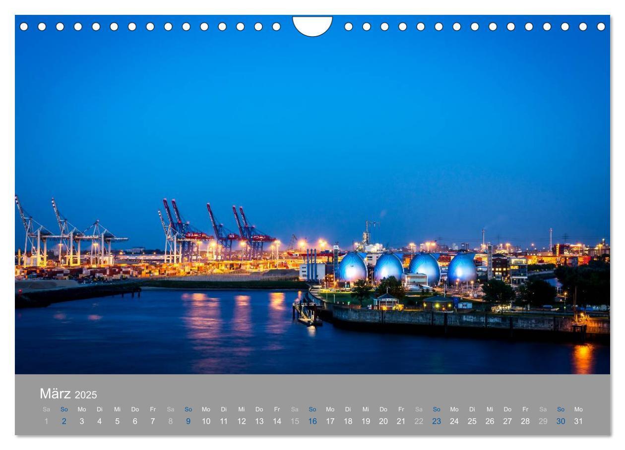 Bild: 9783435662890 | Hamburger Hafen - Im Zauber der Nacht (Wandkalender 2025 DIN A4...