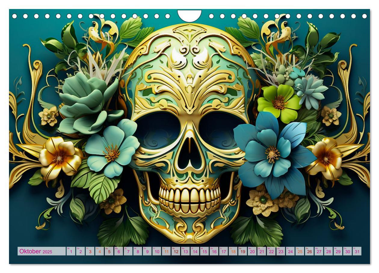 Bild: 9783383854507 | Skull Flower - Totenkopf ART (Wandkalender 2025 DIN A4 quer),...