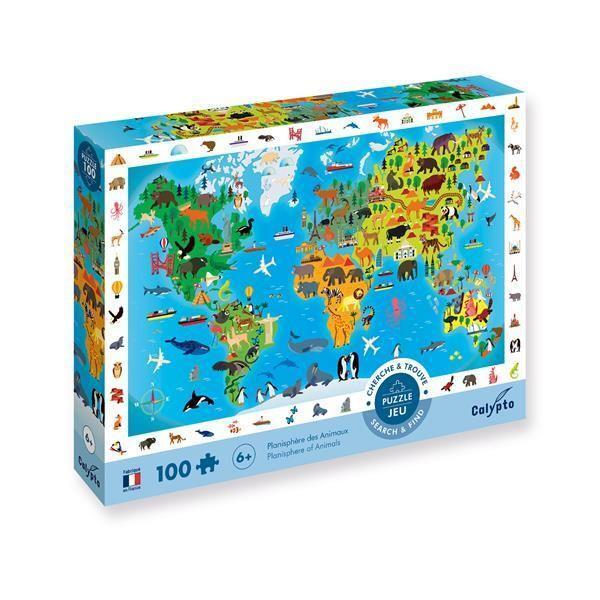 Cover: 3760124875010 | Calypto - Tierweltkarte 100 XL Teile Puzzle | Sentosphere | Spiel