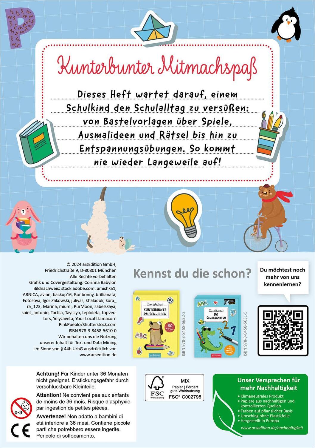 Rückseite: 9783845856100 | Zum Schulstart - Mein buntes Mitmachbuch | Einfach Spaß haben | Buch