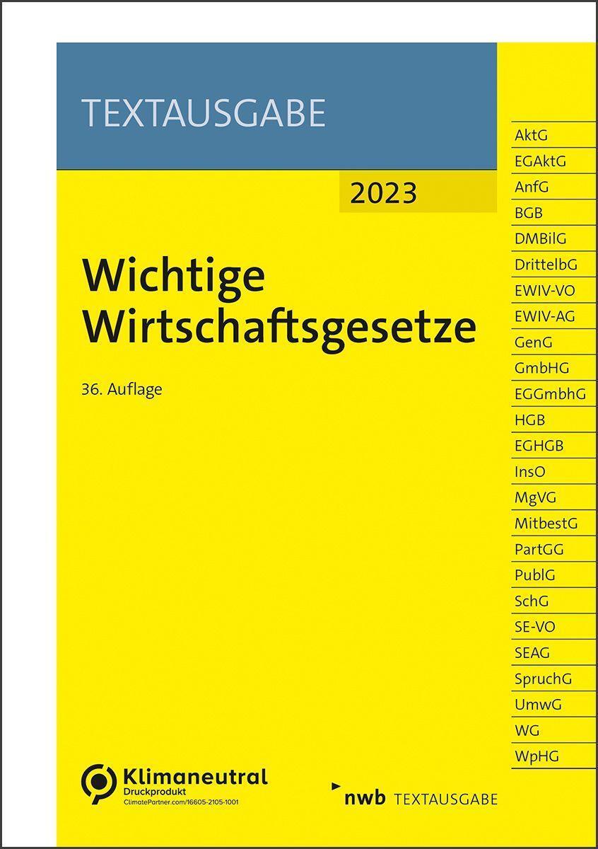 Cover: 9783482672569 | Wichtige Wirtschaftsgesetze | NWB Gesetzesredaktion | Bundle | Deutsch