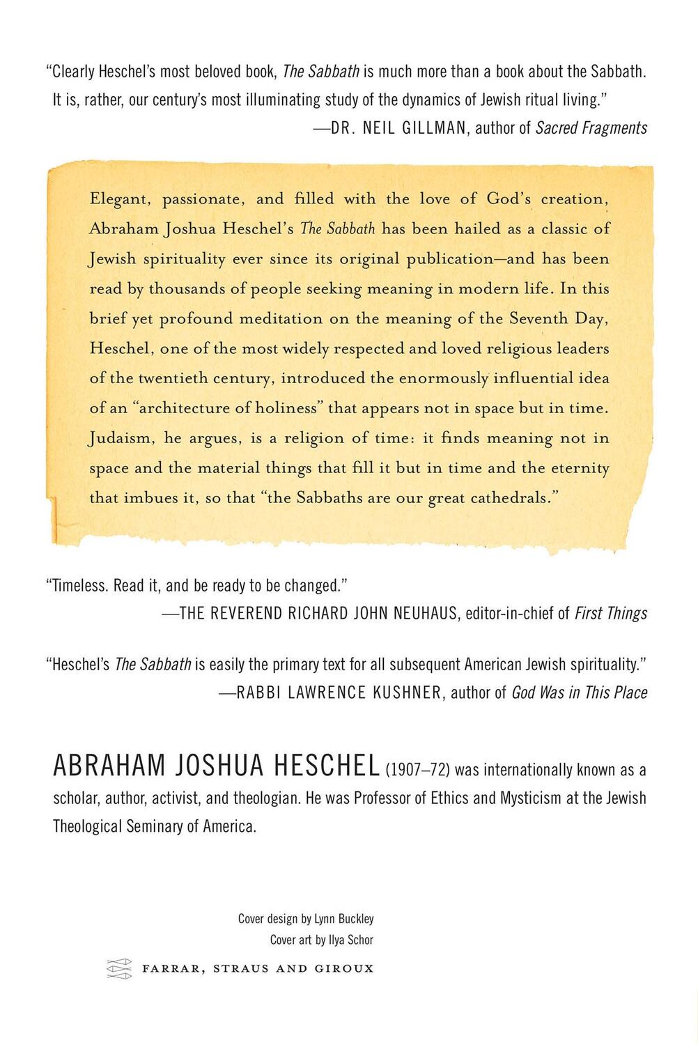 Rückseite: 9780374529758 | The Sabbath | Abraham Joshua Heschel | Taschenbuch | FSG Classics