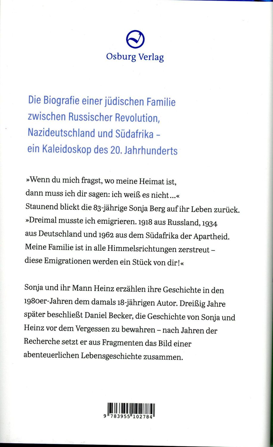 Bild: 9783955102784 | Die drei Emigrationen der Sonja Berg | Daniel Becker | Buch | 288 S.