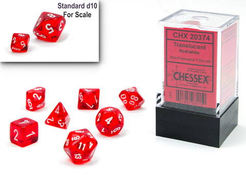 Cover: 601982035150 | Translucent Mini-Polyhedral Red/white 7-Die Set | Chessex