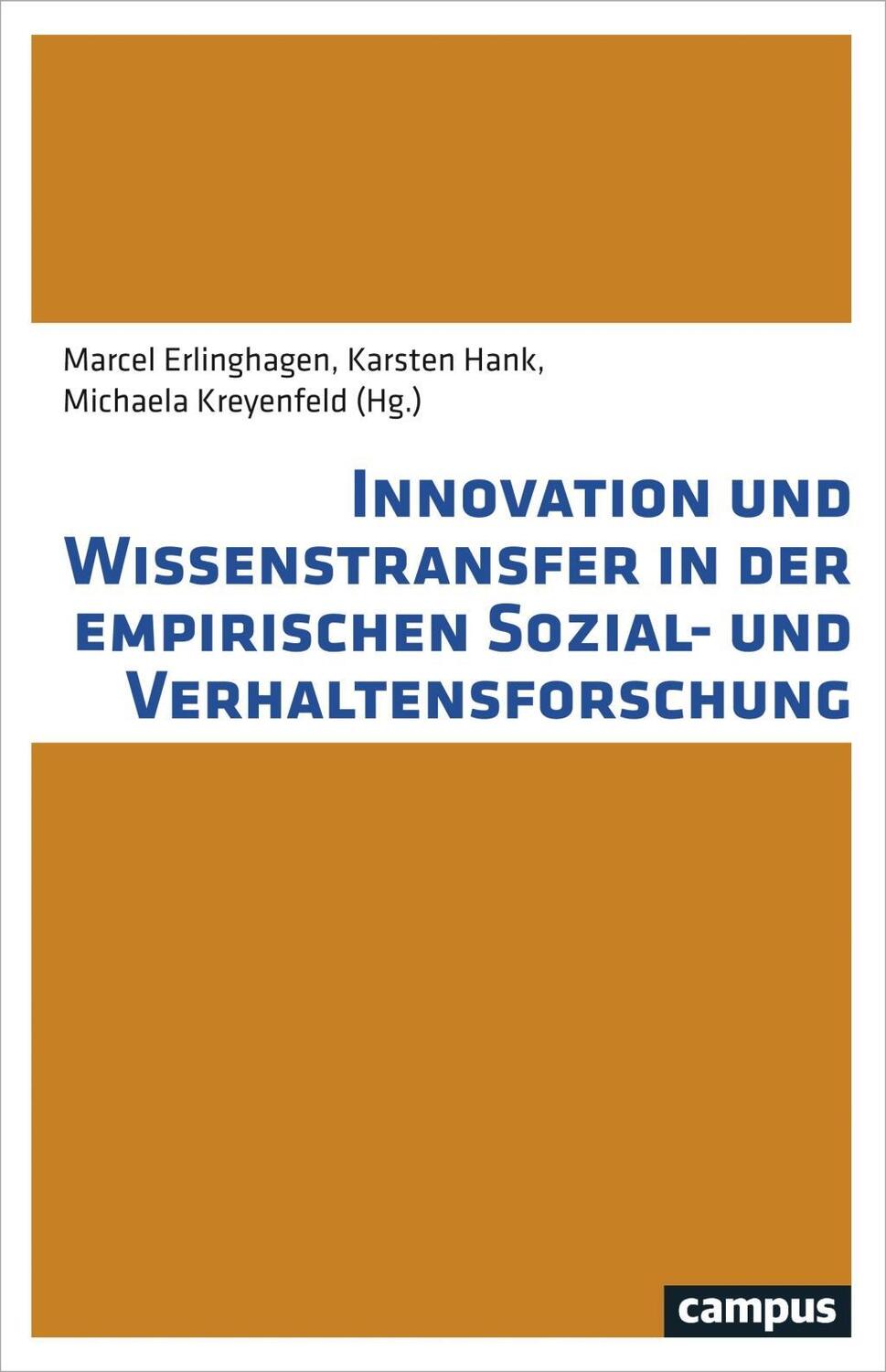 Cover: 9783593508672 | Innovation und Wissenstransfer in der empirischen Sozial- und...