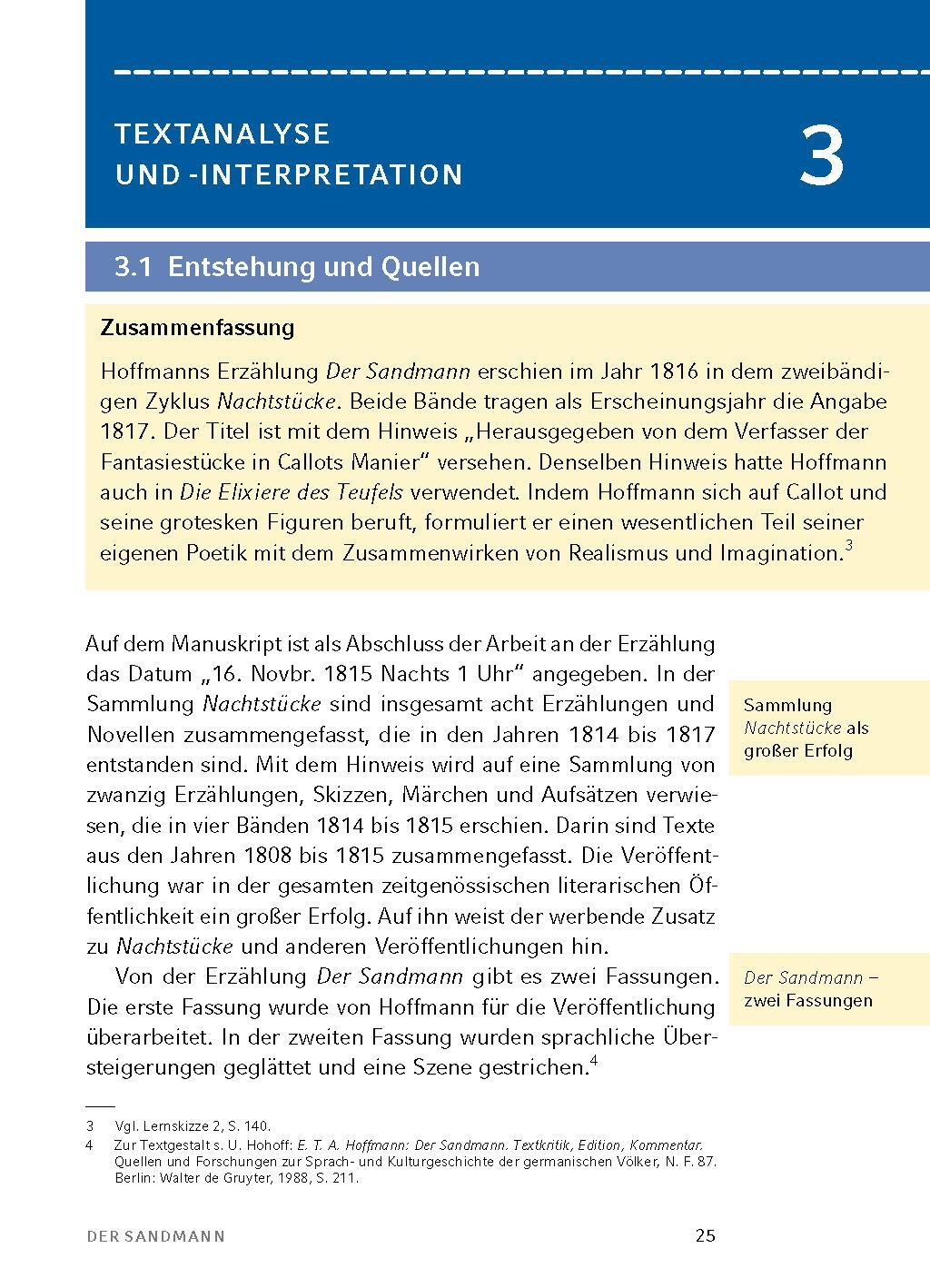 Bild: 9783804420724 | Der Sandmann - Textanalyse und Interpretation | Hoffmann | Taschenbuch