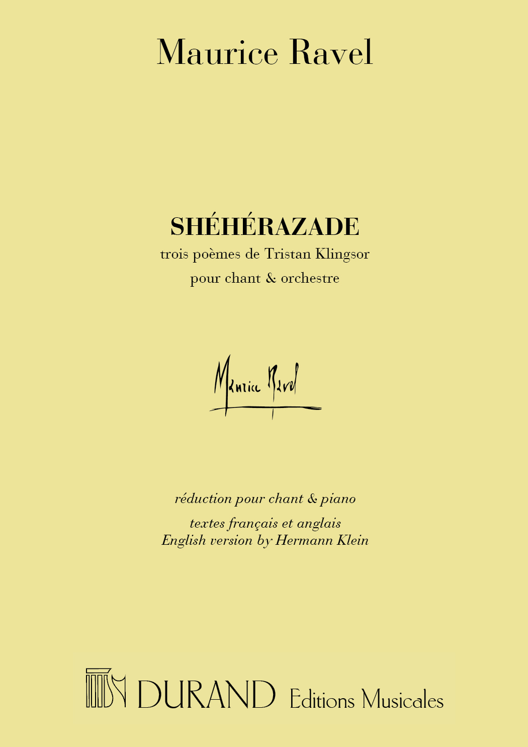 Cover: 9790044075140 | Sheherazade pour soprano et piano (fr/en) | Maurice Ravel | Buch