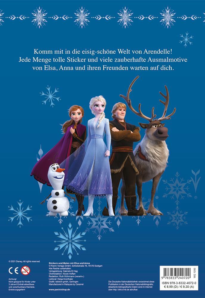 Rückseite: 9783833240720 | Disney Die Eiskönigin: Stickern und Malen mit Elsa und Anna | Buch