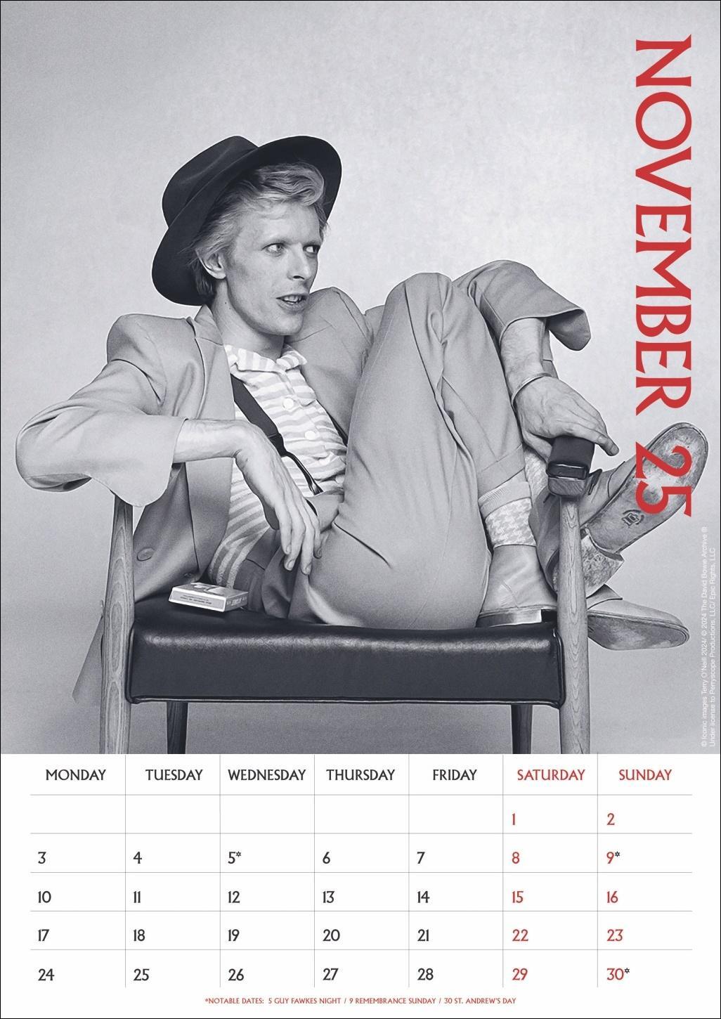 Bild: 9783840196713 | David Bowie Posterkalender 2025 | David Bowie | Kalender | Danilo