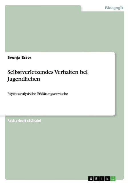 Cover: 9783656822257 | Selbstverletzendes Verhalten bei Jugendlichen | Svenja Esser | Buch