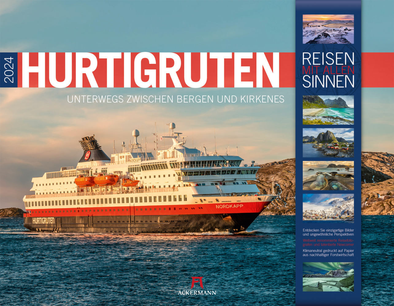 Cover: 9783838424446 | Hurtigruten - Unterwegs zwischen Bergen und Kirkenes Kalender 2024