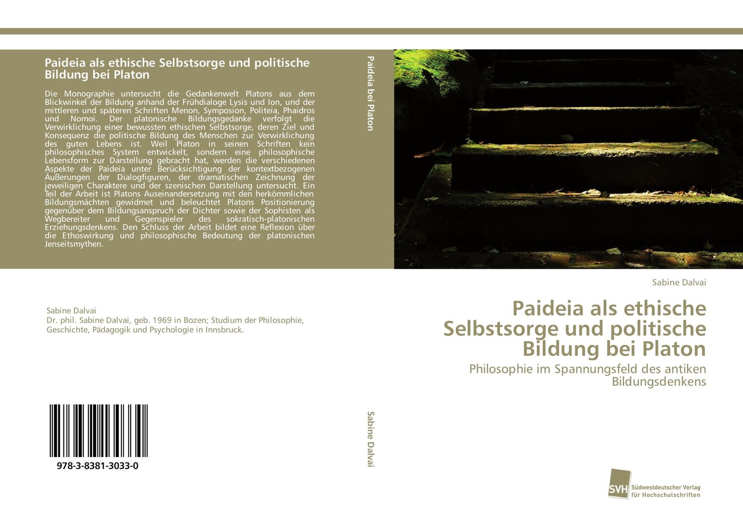 Cover: 9783838130330 | Paideia als ethische Selbstsorge und politische Bildung bei Platon