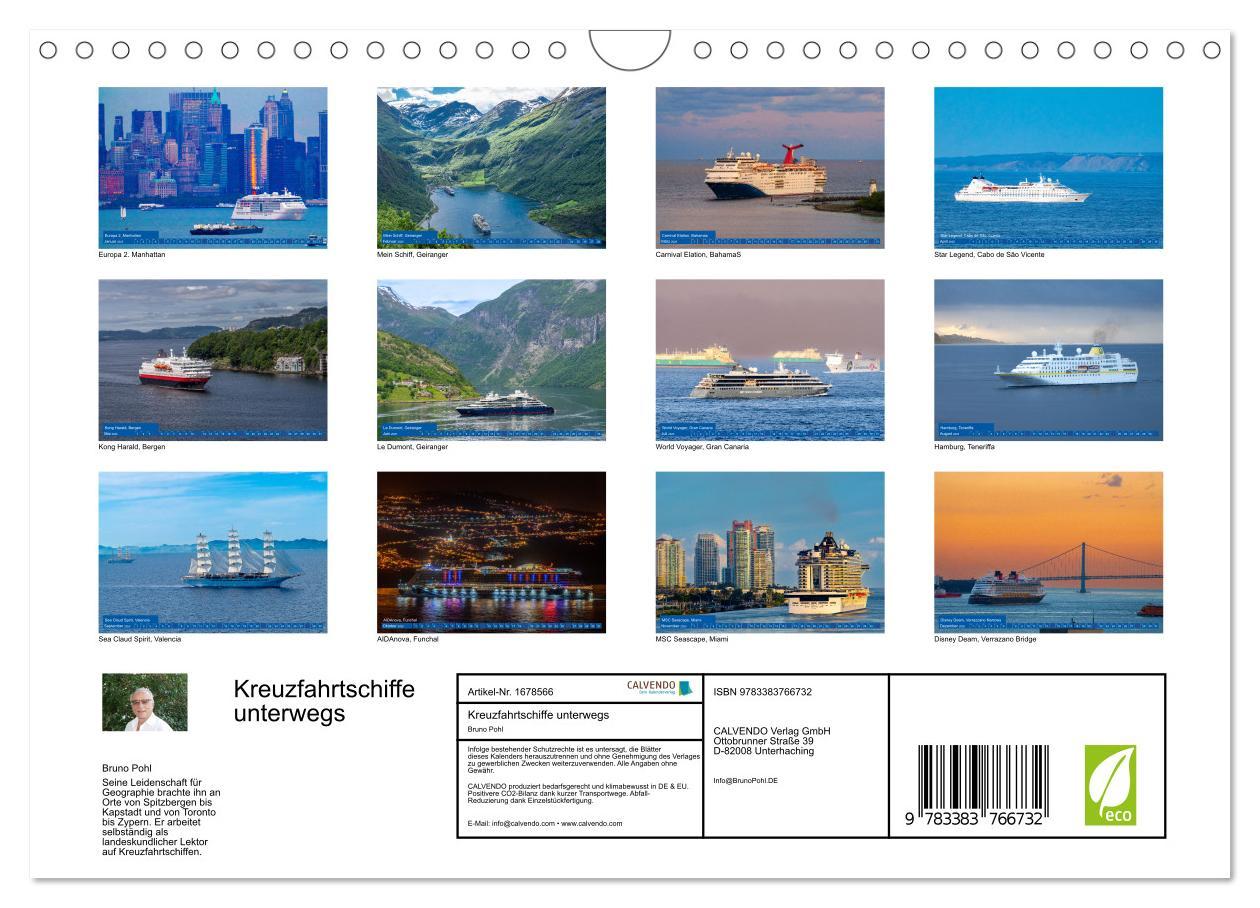 Bild: 9783383766732 | Kreuzfahrtschiffe unterwegs (Wandkalender 2025 DIN A4 quer),...