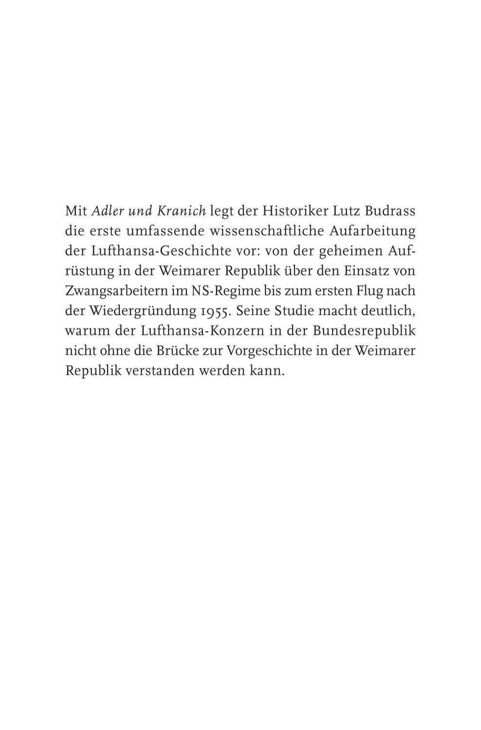 Bild: 9783896674814 | Adler und Kranich | Die Lufthansa und ihre Geschichte 1926-1955 | Buch