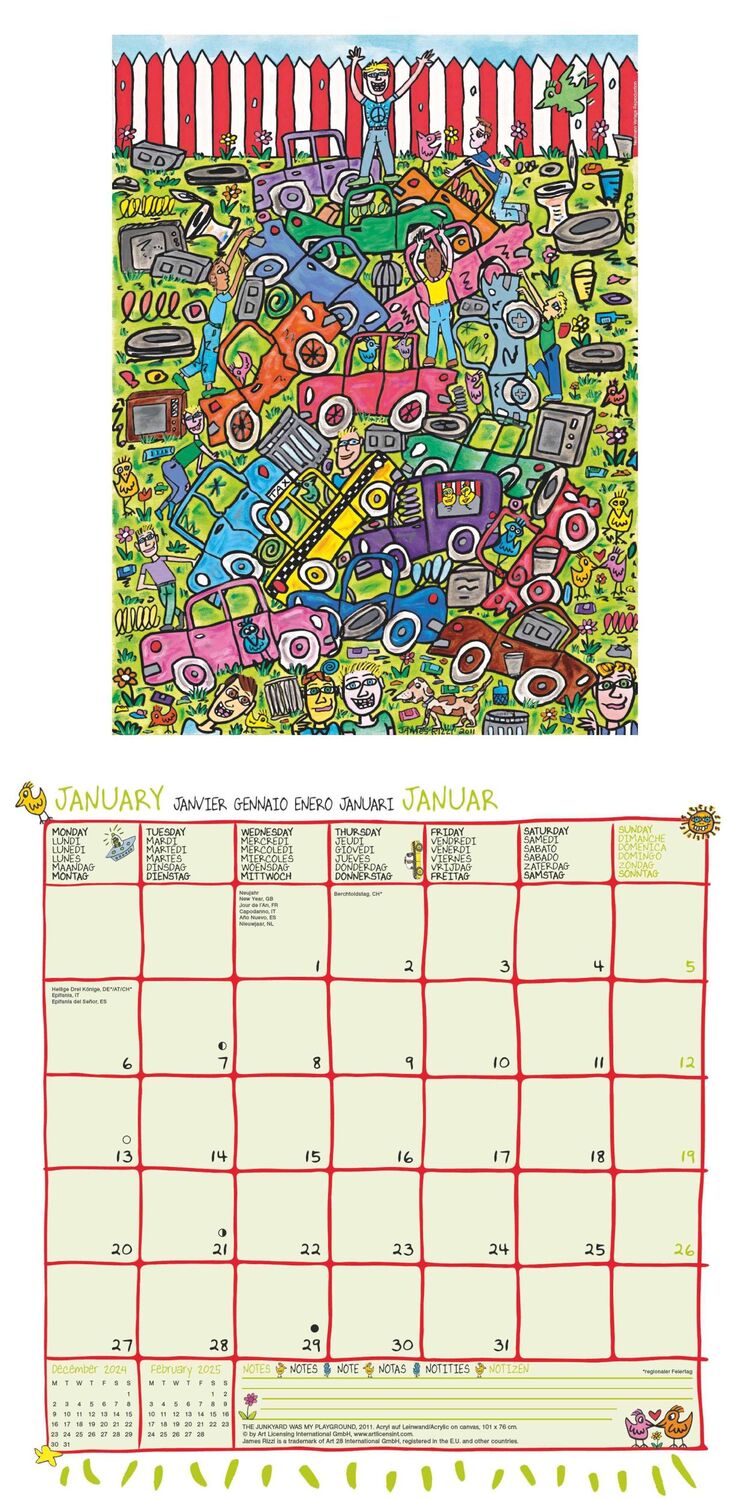 Bild: 4002725994073 | James Rizzi 2025 - Wand-Kalender - Broschüren-Kalender - 30x30 -...