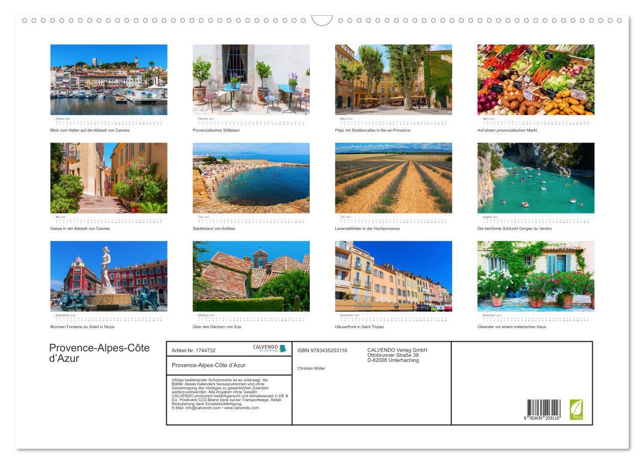 Bild: 9783435203116 | Provence-Alpes-Côte d¿Azur (Wandkalender 2025 DIN A2 quer),...