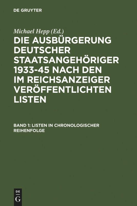 Cover: 9783598105388 | Listen in chronologischer Reihenfolge | Michael Hepp | Buch | LVIII