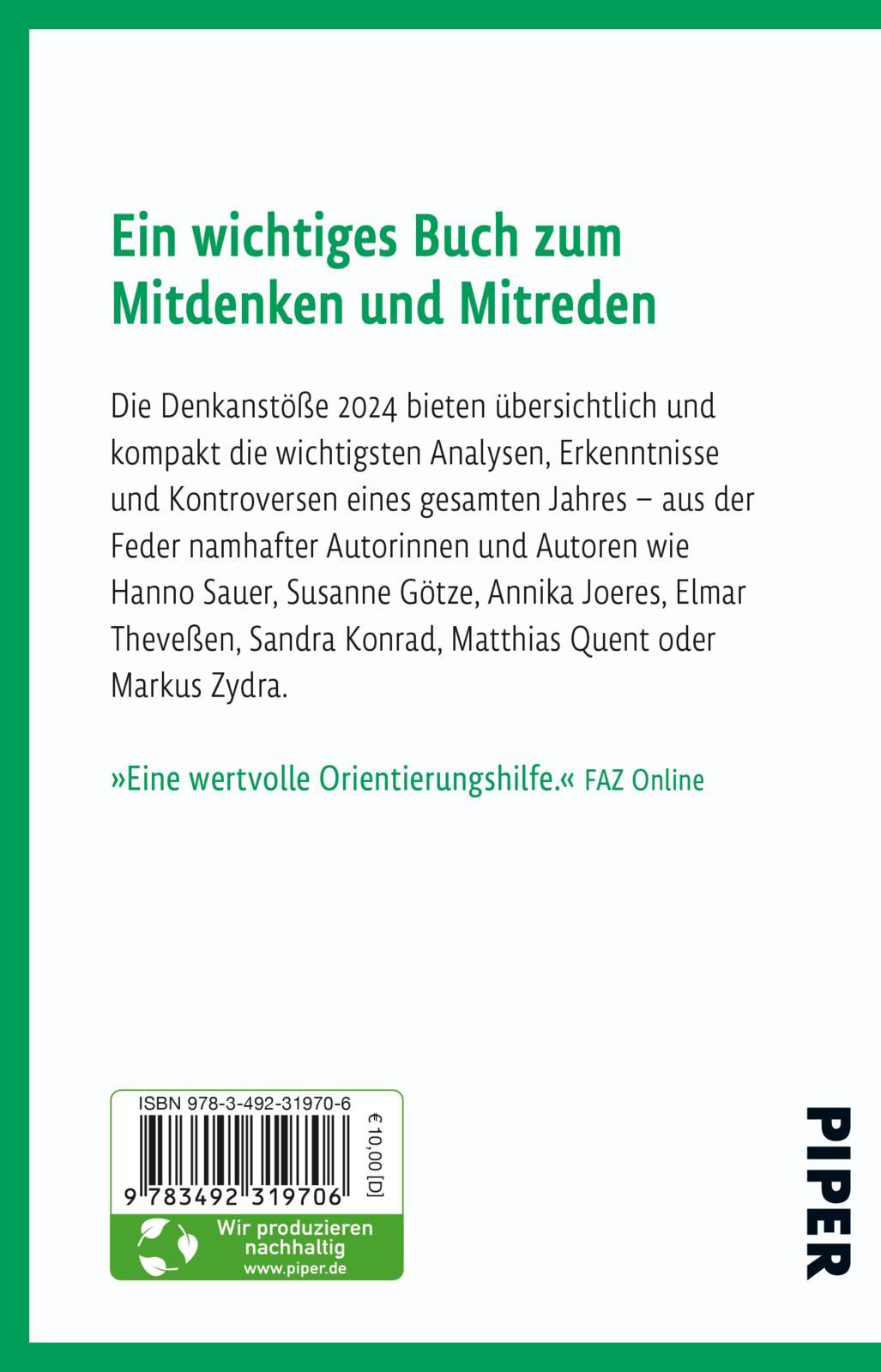 Rückseite: 9783492319706 | Denkanstöße 2024 | Isabella Nelte | Taschenbuch | Denkanstöße | 224 S.