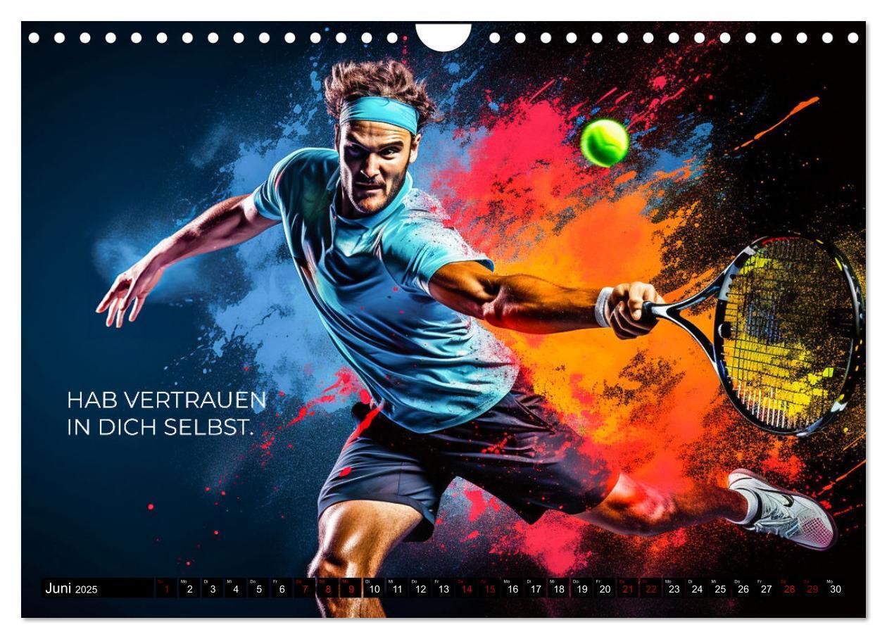 Bild: 9783383850400 | Tennis und Motivation (Wandkalender 2025 DIN A4 quer), CALVENDO...