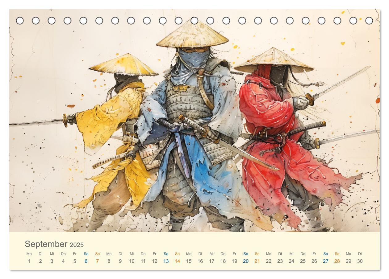 Bild: 9783457129951 | Samurai - whimsical inked style (Tischkalender 2025 DIN A5 quer),...