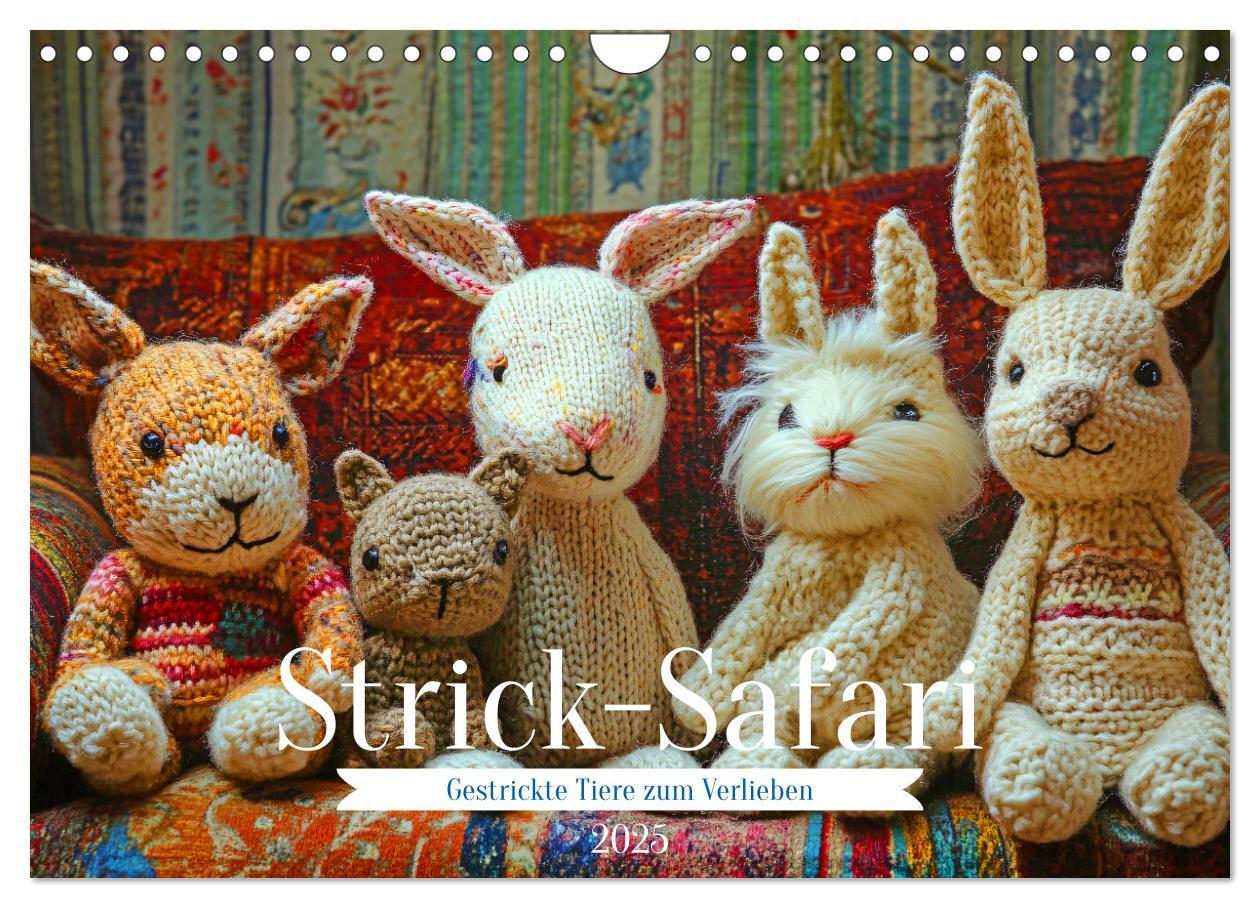 Cover: 9783457199107 | Strick-Safari - Gestrickte Tiere zum Verlieben (Wandkalender 2025...