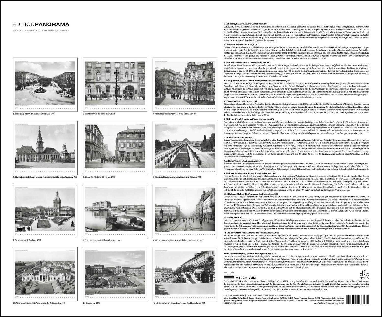 Bild: 9783898236331 | Historisches Mannheim. Die Quadratestadt um 1900 | Kalender | XIV