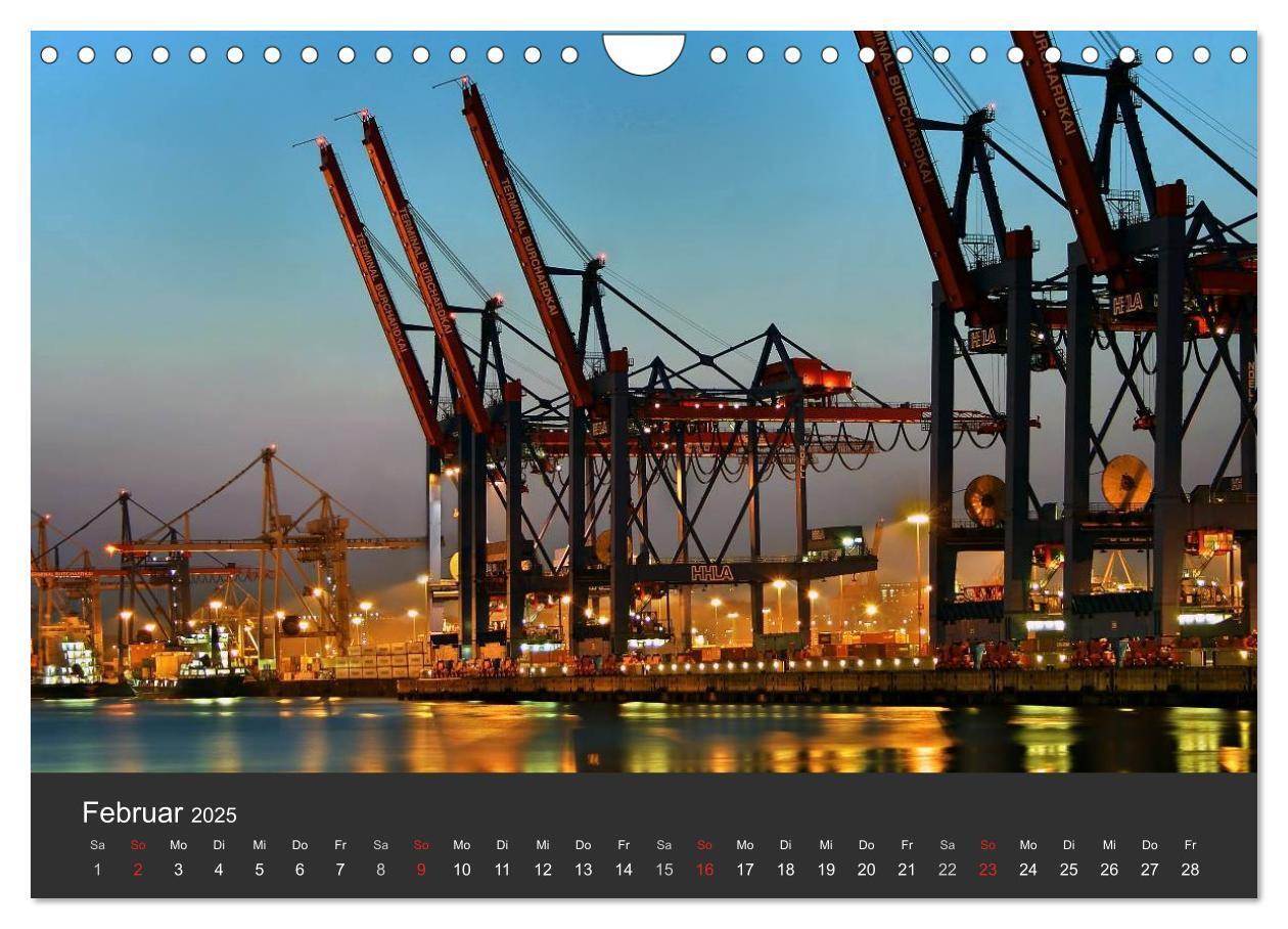 Bild: 9783435762903 | Hamburger Hafen bei Nacht (Wandkalender 2025 DIN A4 quer), CALVENDO...