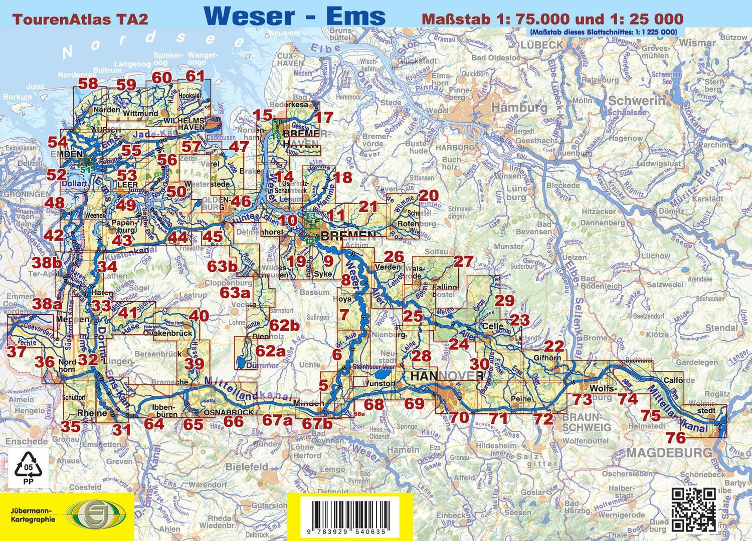 Rückseite: 9783929540772 | TourenAtlas TA2 Weser-Ems | zwischen Mittellandkanal und Nordsee