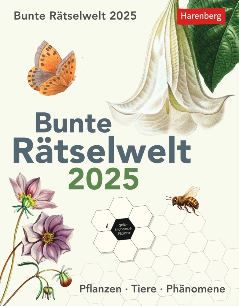 Cover: 9783840034886 | Bunte Rätselwelt Tagesabreißkalender 2025 - Pflanzen, Tiere, Phänomene